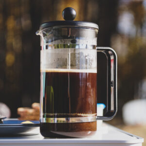 Eine typische French Press aus Glas