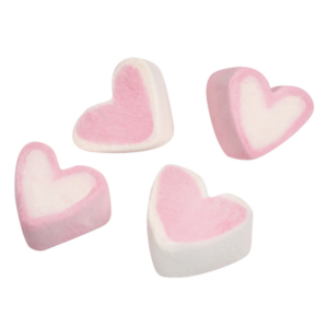 Vier rosa-weiße Marshmallows